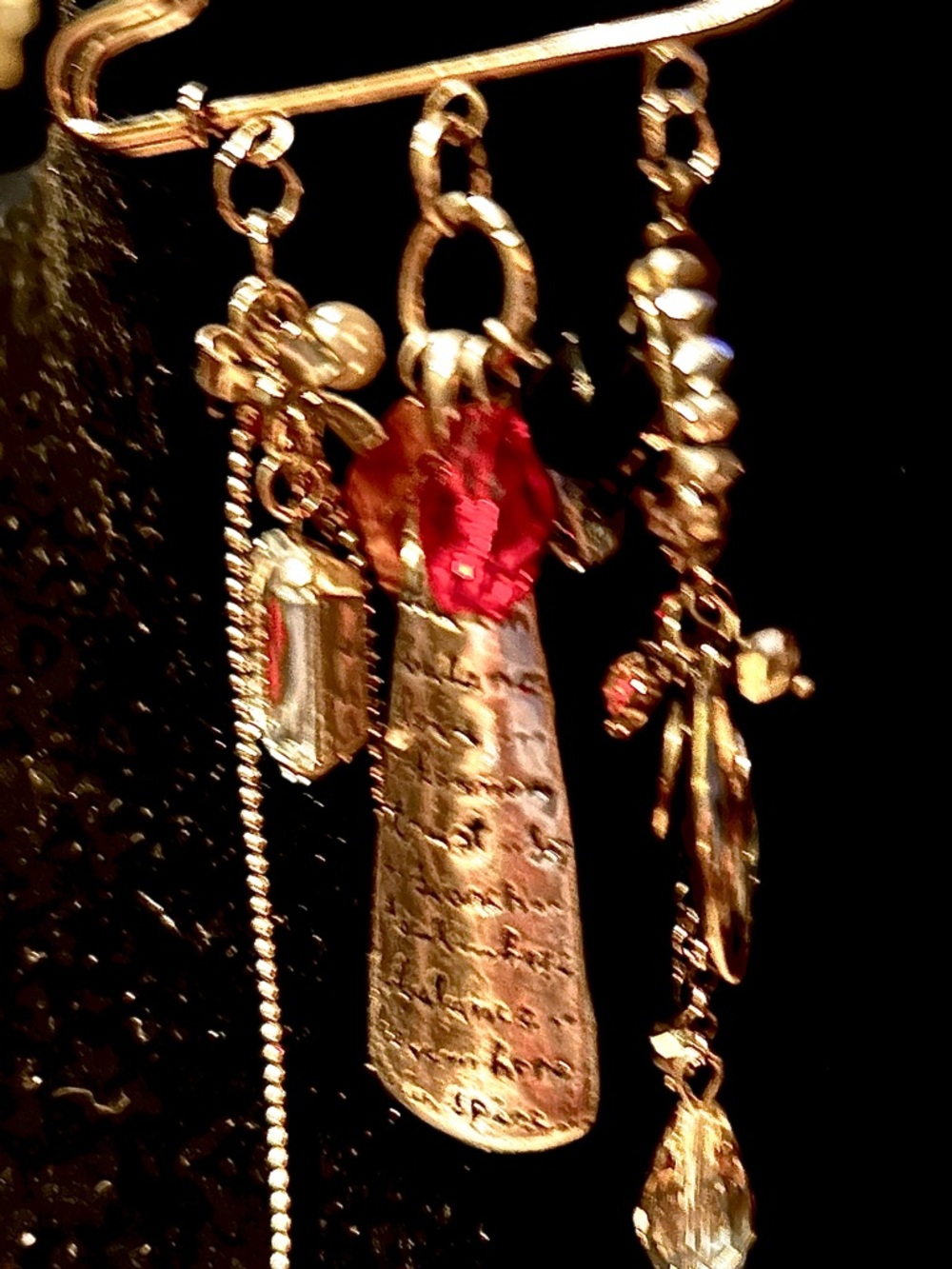 Silver, Charm Pendant pin 🧷 with Red Crystal Accent